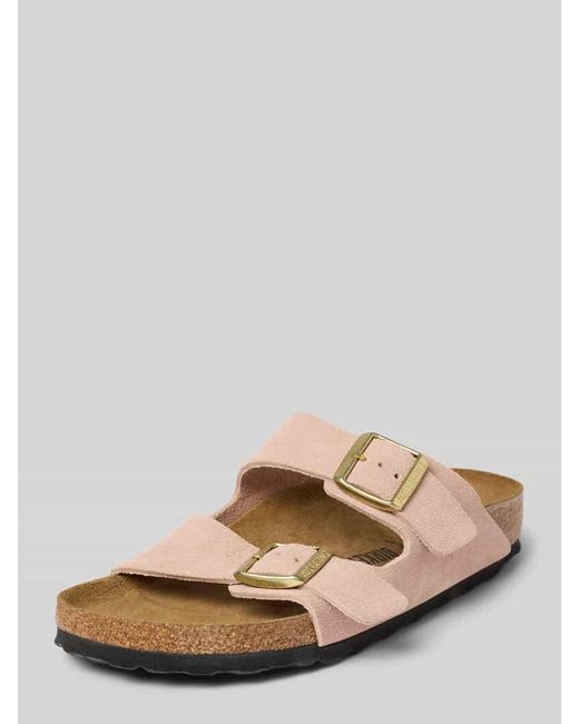 Birkenstock Natural Slides mit Dornschließen Modell 'Arizona'