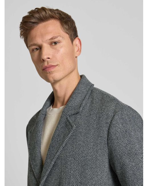 SELECTED Relaxed Fit Lange Wollen Jas Met Reverskraag, Model 'Milos' in het Gray voor heren