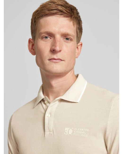 S.oliver Regular Fit Poloshirt Met Labelprint in het Natural voor heren