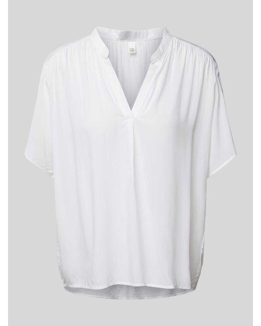 QS White Blusenshirt mit V-Ausschnitt