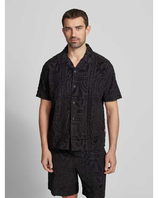 Joop! Regular Fit Freizeithemd mit Strukturmuster Modell 'Isidor' in Black für Herren