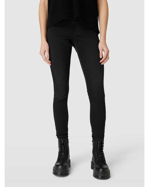 ONLY Black Skinny Fit Jeans mit Label-Patch Modell 'WAUW'
