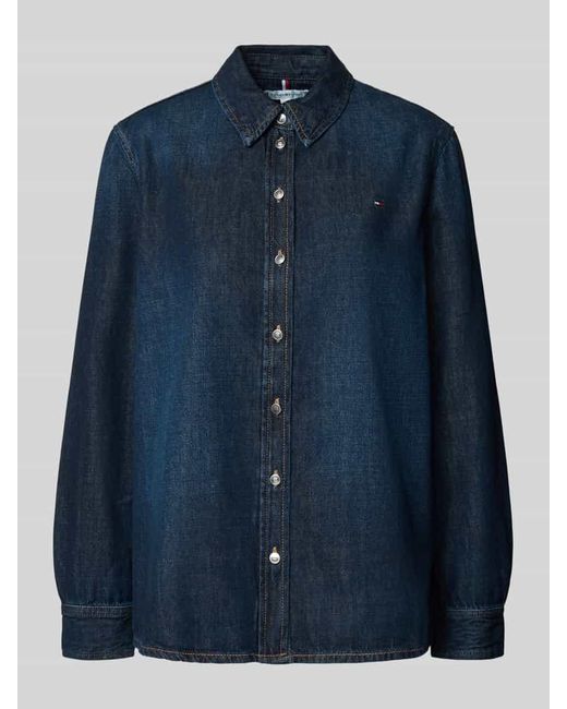 Tommy Hilfiger Blue Regular Fit Denim-Hemdbluse aus Baumwoll-Lyocell-Mix Modell 'MILO'