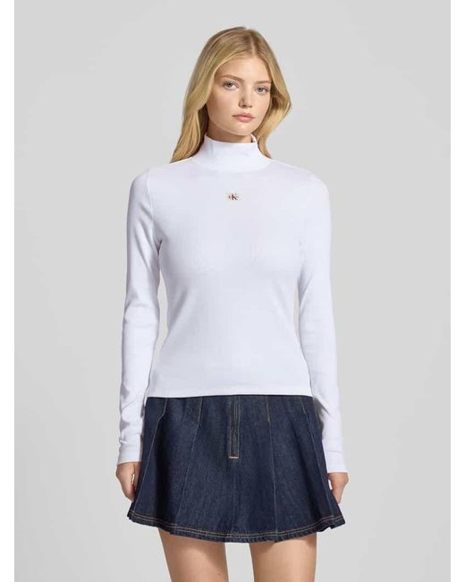 Calvin Klein White Longsleeve mit Stehkragen