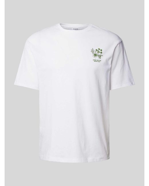 SELECTED T-shirt Met Labelprint in het White voor heren