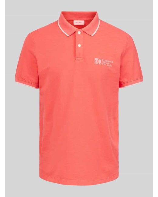 S.oliver Regular Fit Poloshirt mit Label-Print in Pink für Herren