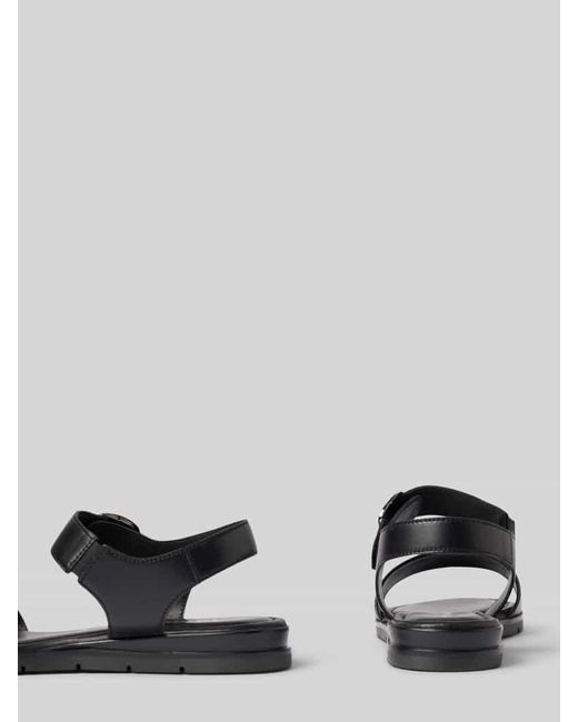 Tamaris Black Sandalette aus Leder mit Klettverschluss