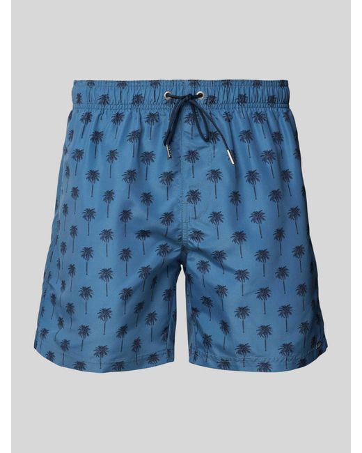 Schiesser Relaxed Fit Zwembroek Met Labelapplicatie in het Blue voor heren