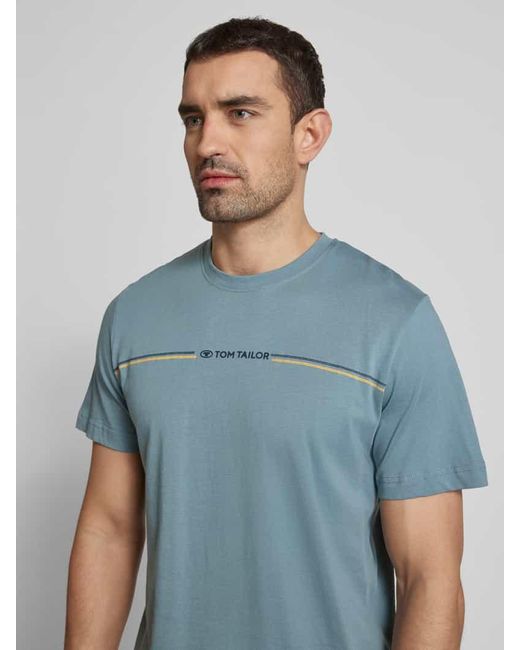 Tom Tailor Regular Fit T-Shirt aus reiner Baumwolle mit Print in Blue für Herren