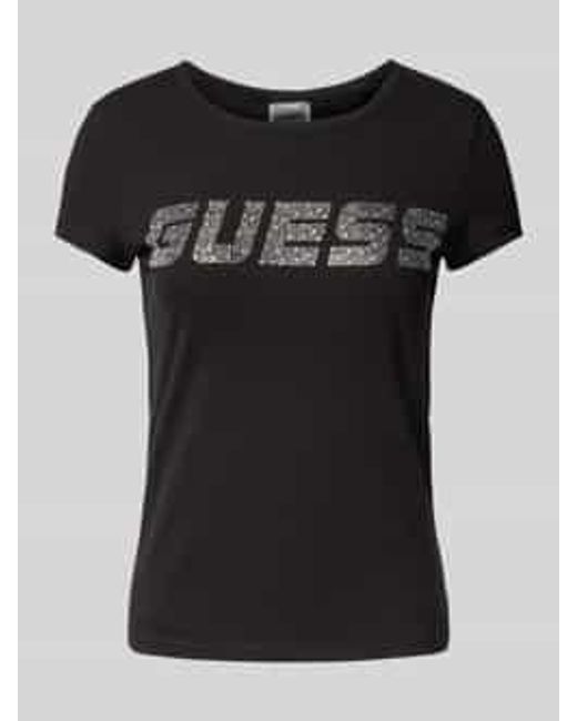 Guess T-shirt Met Labeldetail in het Black