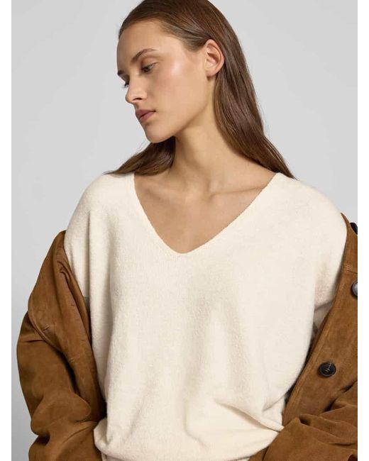 ONLY Natural Regular Fit Pullover mit V-Ausschnitt Modell 'RICA LIFE'