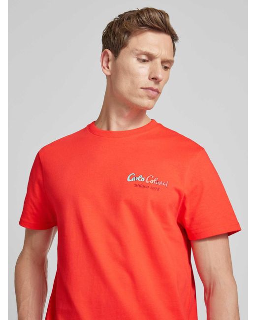 carlo colucci T-shirt Met Labelprint in het Red voor heren