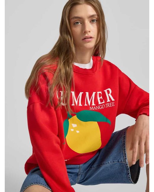 Pieces Red Oversized Sweatshirt aus Baumwoll-Mix Modell 'MALIAH'