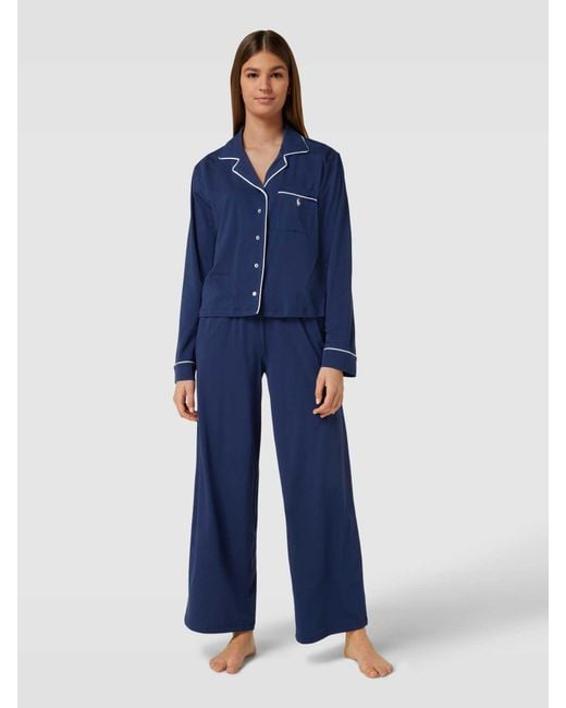 Polo Ralph Lauren Blue Pyjama mit Label-Stitching