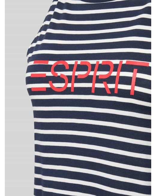 Esprit Blue Nachthemd mit Streifenmuster und Logo-Print