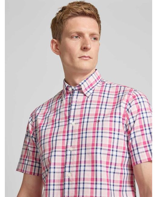 Tommy Hilfiger Regular Fit Business-Hemd mit Button-Down-Kragen in Red für Herren