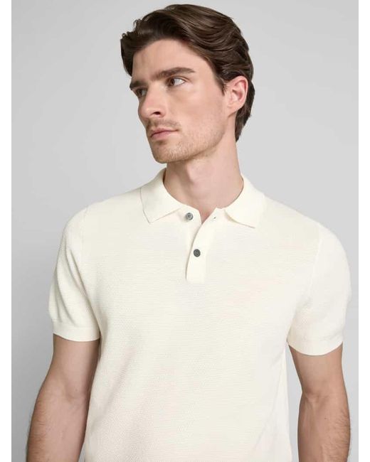 Christian Berg Men Poloshirt mit gerippten Abschlüssen in Natural für Herren