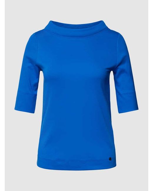 Marc Cain Blue T-Shirt in unifarbenem Design