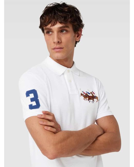 Polo Ralph Lauren Custom Slim Fit Poloshirt mit Motiv-Stitching in White für Herren