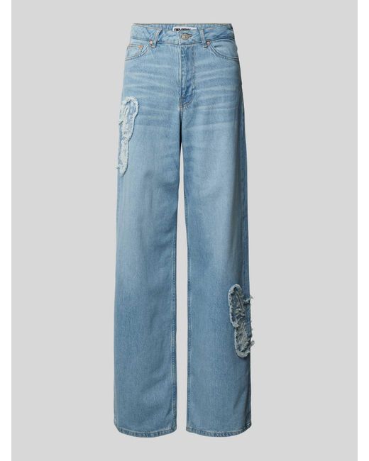 Review Wide Leg Jeans Met Motiefpatches in het Blue