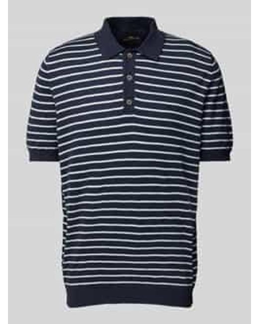 Fynch-Hatton Regular Fit Poloshirt Met Ribboorden in het Blue voor heren