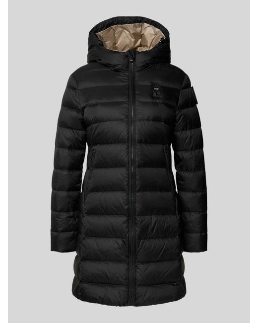 Blauer Usa Lange Donsjas Met Capuchon, Model 'Agnes' in het Black