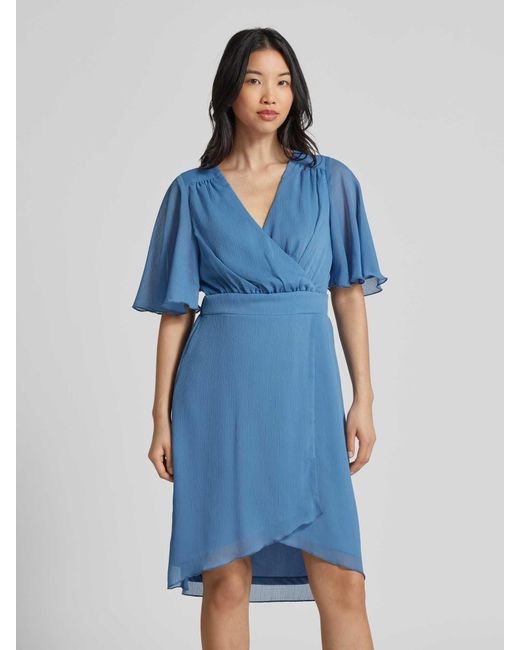 Vila Blue Knielanges Kleid mit V-Ausschnitt Modell 'RILLA'