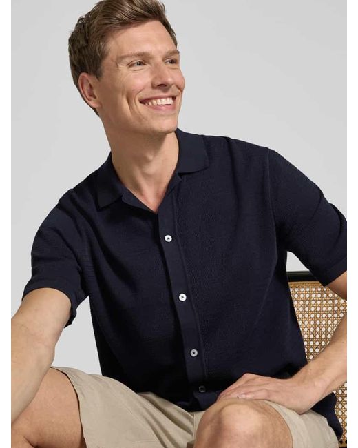 Profuomo Regular Fit Freizeithemd mit Strukturmuster in Blue für Herren