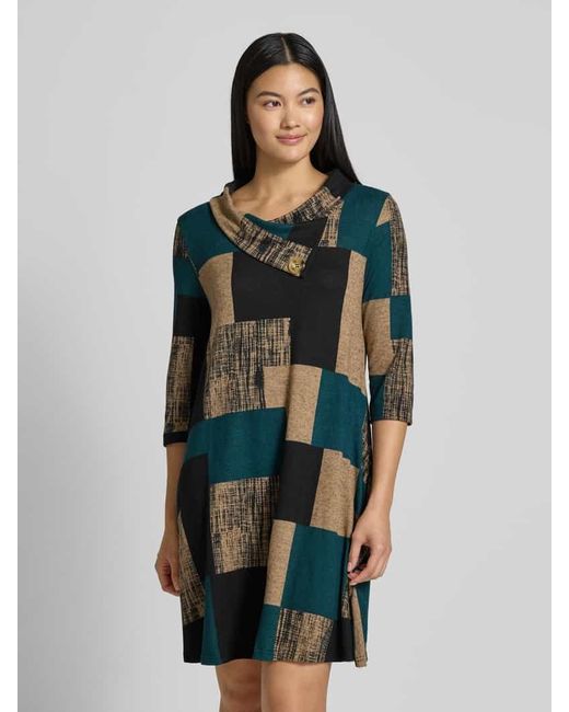 Apricot Green Regular Fit Minikleid in Strick-Optik