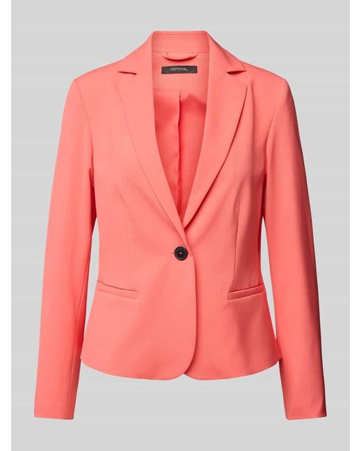 Comma, Pink Regular Fit Blazer Mit Reverskragen Und Knopfverschluss