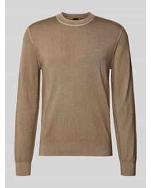 Boss Regular Fit Gebreide Pullover Van Pure Scheerwol, Model 'Astefo' in het Brown voor heren