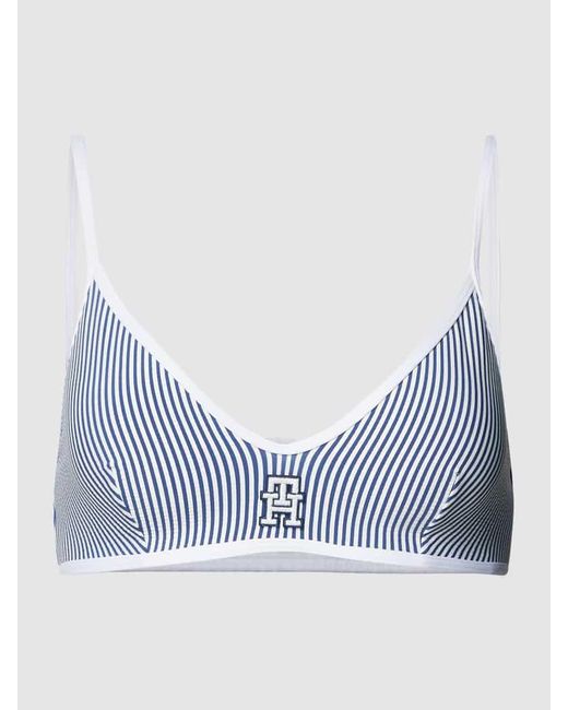 Tommy Hilfiger Blue Bikini-Oberteil mit Logo-Stitching Modell 'SEERSUCKER'