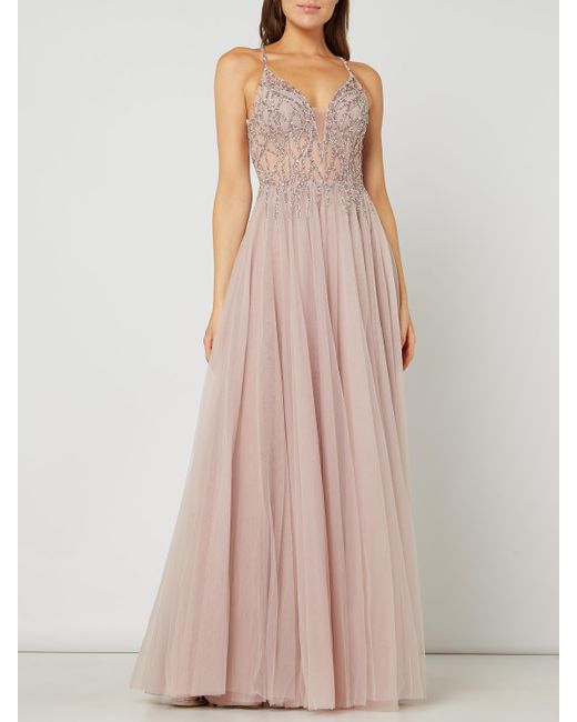 Luxuar Abendkleid aus Tüll mit Strasssteinen in Pink | Lyst DE