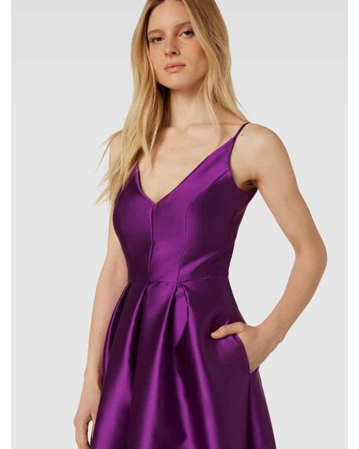 Swing Purple Abendkleid mit V-Ausschnitt