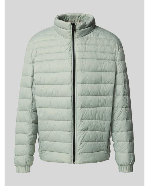 Boss Slim Fit Gewatteerd Jack Met Opstaande Kraag, Model 'Oden2' in het Green voor heren