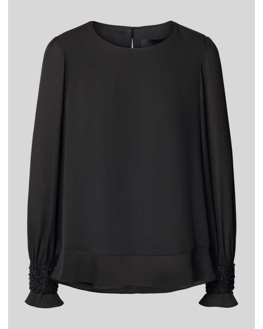 Marc Cain Regular Fit Blouse Met Kralen En Ronde Hals in het Black
