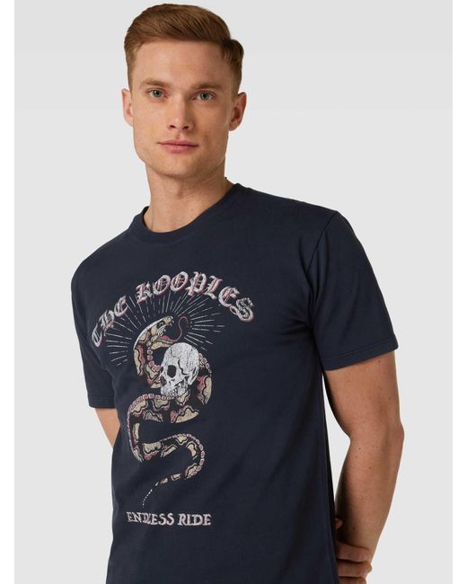 The Kooples T-Shirt mit Label-Motiv-Print in Blue für Herren