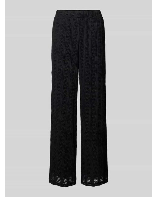 Vila Black Wide Leg Stoffhose Mit Strukturmuster Modell 'Lumena'