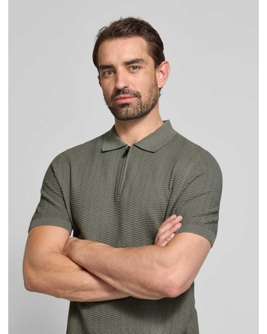 Christian Berg Men Regular Fit Poloshirt Met Korte Ritssluiting in het Green voor heren