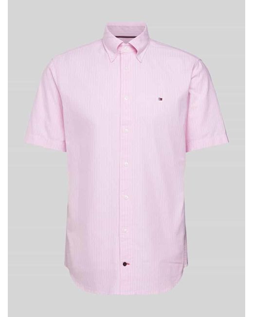 Tommy Hilfiger Regular Fit Business-Hemd mit Streifenmuster in Pink für Herren