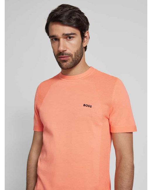 Boss T-Shirt mit Label-Print in Orange für Herren