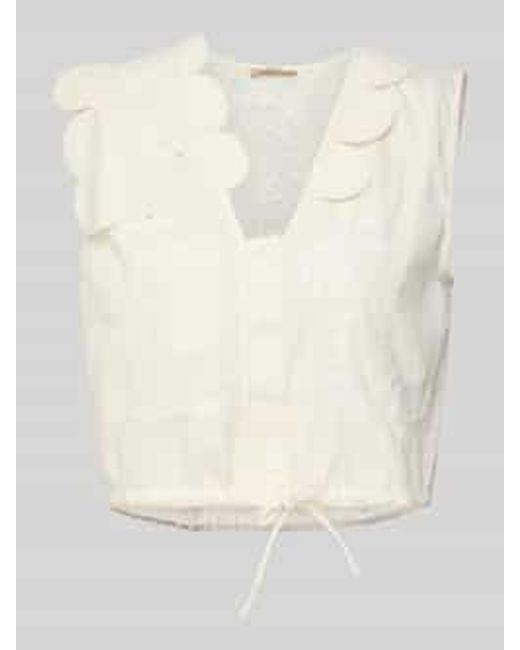 Stella Nova Regular Fit Blousetop Met V-hals in het Natural