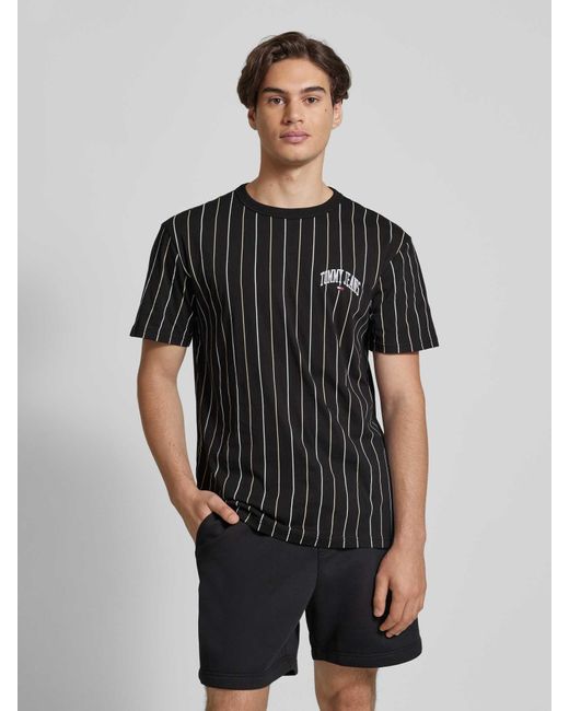 Tommy Hilfiger T-Shirt mit Streifenmuster in Black für Herren