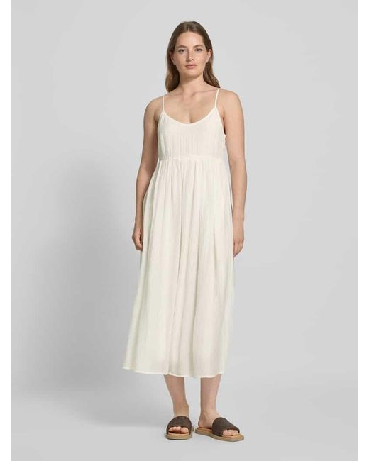MSCH Copenhagen White Midikleid mit Strukturmuster Modell 'Amabel'