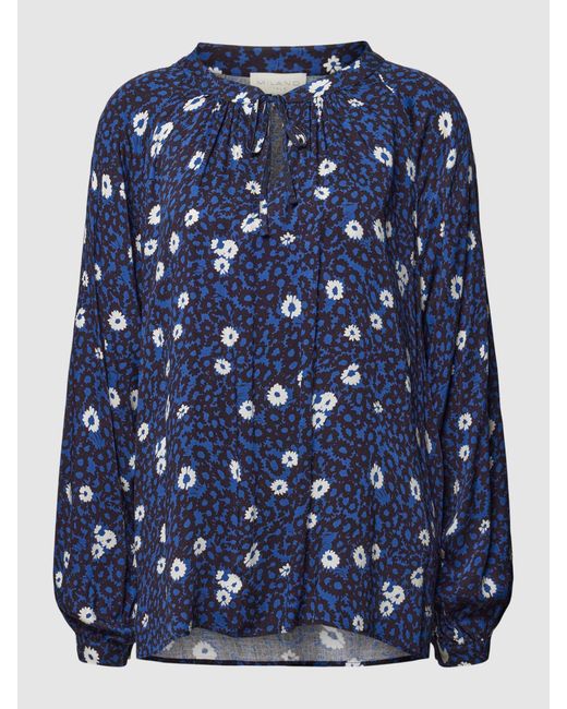 Milano Italy Blue Bluse mit floralem Muster