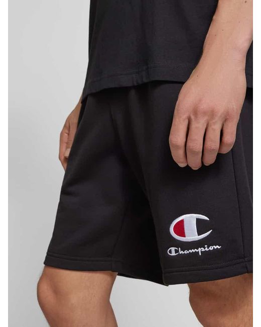 Champion Sweatshorts mit Logo-Stitching und elastischem Bund in Black für Herren