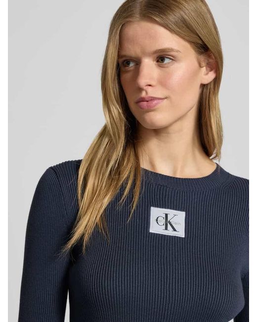 Calvin Klein Blue Minikleid mit Label-Patch Modell 'FIT AND FLARE'