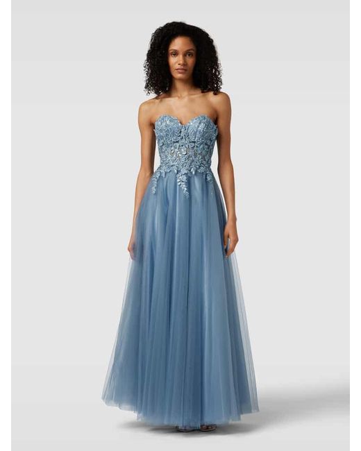 Luxuar Blue Abendkleid im semitransparenten Design