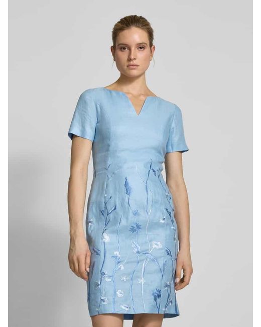 White Label Blue Knielanges Kleid mit V-Ausschnitt
