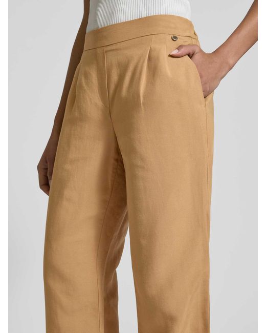 SteHmann Wide Leg Stoffen Broek Met Bandplooien in het Natural